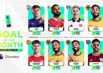 الإعلان عن الفائز بجائزة أفضل هدف في نوفمبر بـ الدوري الإنجليزي