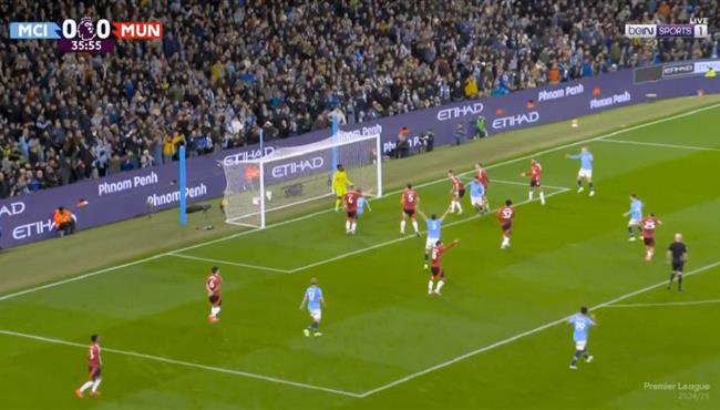 هدف مانشستر سيتي الاول في مرمي مانشستر يونايتد بالدوري الانجليزي