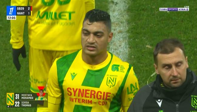 اصابة مصطفي محمد وخروجه في مباراة نانت وبريست بالدوري الفرنسي