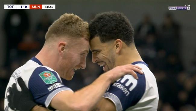 هدف توتنهام الاول في مرمي مانشستر يونايتد بكأس الرابطة الانجليزية