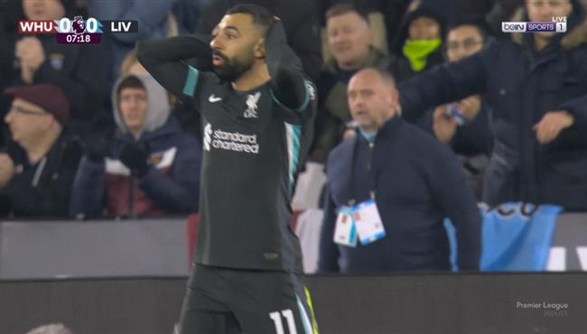 محمد صلاح يهدر هدف محقق بطريقة غريبة امام وست هام بالدوري الانجليزي