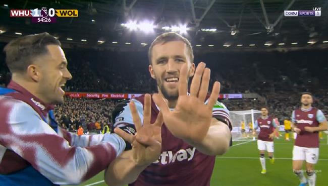 هدف وست هام الاول في مرمي ولفرهامبتون بالدوري الانجليزي