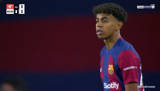 لامين يامال كاد ان يسجل هدف عالمي في مرمي غرناطة بالوقت القاتل