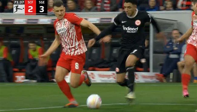 اسيست عمر مرموش الثاني في مباراة اينتراخت فرانكفورت وفرايبورج بالدوري الالماني