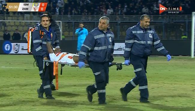 اصابة ابراهيما نداي في مباراة الزمالك والاسماعيلي بالدوري المصري