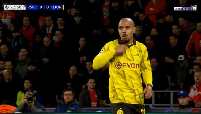 هدف بوروسيا دورتموند الاول في مرمي ايندهوفن بدوري ابطال اوروبا دونيايل مالين