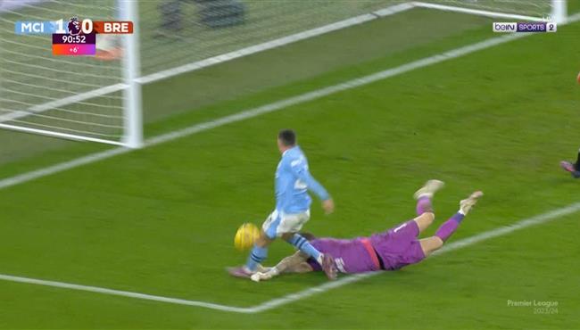 فودين يهدر فرصه لا تصدق في مباراة مانشستر سيتي وبرينتفورد