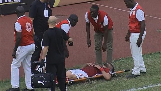 اصابة ياسر ابراهيم وخروجه في مباراة الاهلي وميدياما بدوري ابطال افريقيا