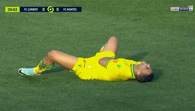 اصابة مصطفي محمد في مباراة نانت ولوريان بالدوري الفرنسي