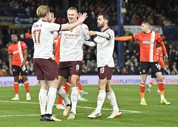 جوارديولا يصدم دي بروين بعد سداسية مانشستر سيتي أمام لوتون تاون