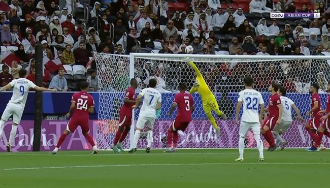 تصدي حارس قطر يحرم اوزبكستان من تسجيل هدف