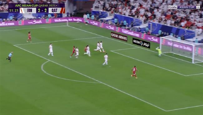 فرصة خطيرة لـ قطر علي مرمي ايران يتصدي لها حارس المرمي