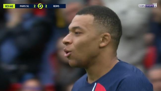 مبابي كاد ان يسجل هدف رائع في مرمي ريمس بالدوري الفرنسي