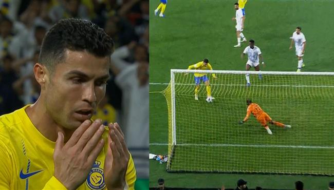 لن تصدق رونالدو يهدر هذه فرصه بغرابة شديدة في مباراة النصر والعين