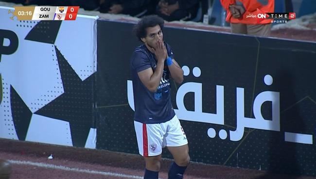 احمد حمدي يهدر فرصة هدف محقق امام الجونة بالدوري المصري
