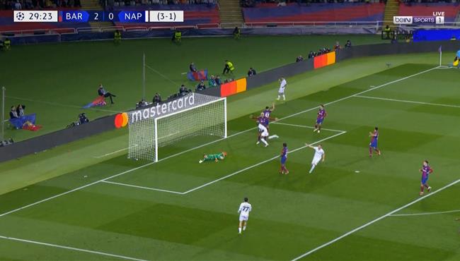 هدف نابولي الاول في مرمي برشلونة بدوري ابطال اوروبا