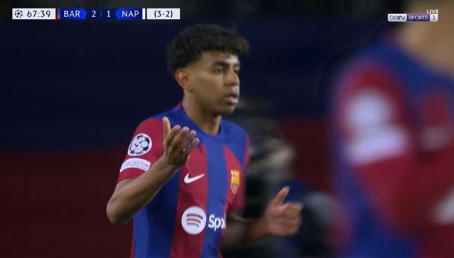 هدف برشلونة الملغي في مرمي نابولي بدوري ابطال اوروبا