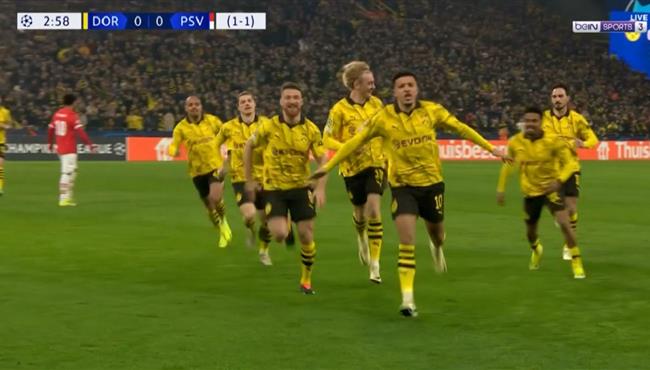 هدف سانشو في مرمي ايندهوفن بدوري ابطال اوروبا