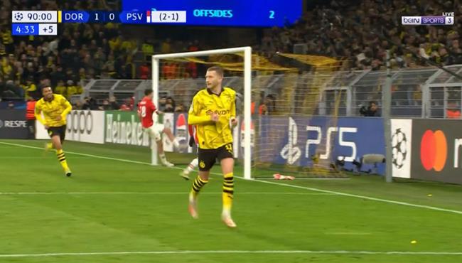 هدف بوروسيا دورتموند الثاني في مرمي ايندهوفن بدوري ابطال اوروبا ماركو رويس