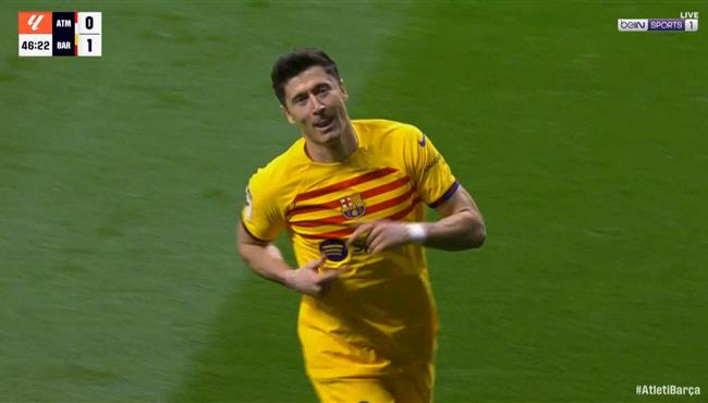 هدف ليفاندوفسكي في مرمي اتلتيكو مدريد بالدوري الاسباني