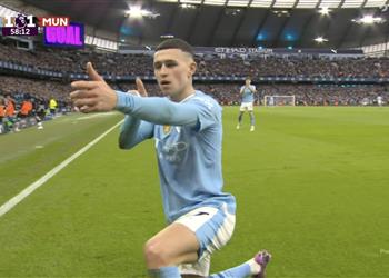 فيديو فودين يسجل هدف تعادل مانشستر سيتي أمام مانشستر يونايتد