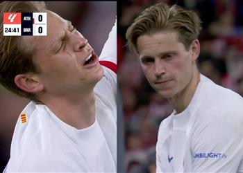 فيديو فرينكي دي يونج يتعرض لإصابة ويغادر مباراة برشلونة وأتلتيك بلباو