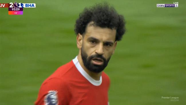 في الثواني الاخيرة محمد صلاح يهدر فرصة هدف امام برايتون