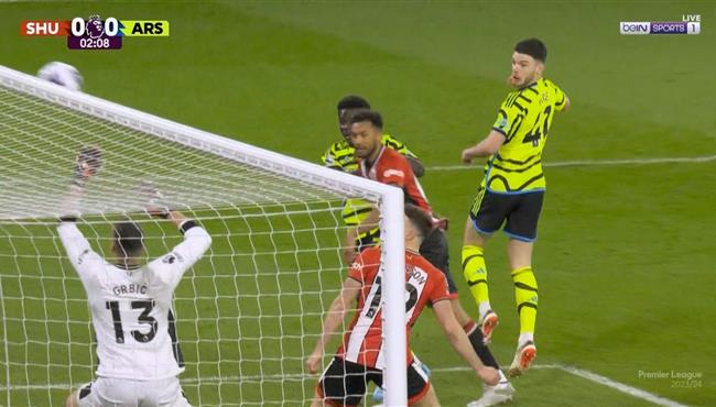 العارضة تحرم ساكا من تسجيل هدف امام شيفيلد يونايتد