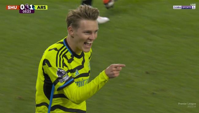 هدف ارسنال اوديجارد في مرمي شيفيلد يونايتد بالدوري الانجليزي