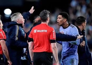 إعلان عقوبة بيلينجهام بعد طرده في مباراة ريال مدريد وفالنسيا وتفاصيل تقرير الحكم