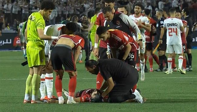 لحظة اصابة كهربا بعد نهاية مباراة الاهلي والزمالك