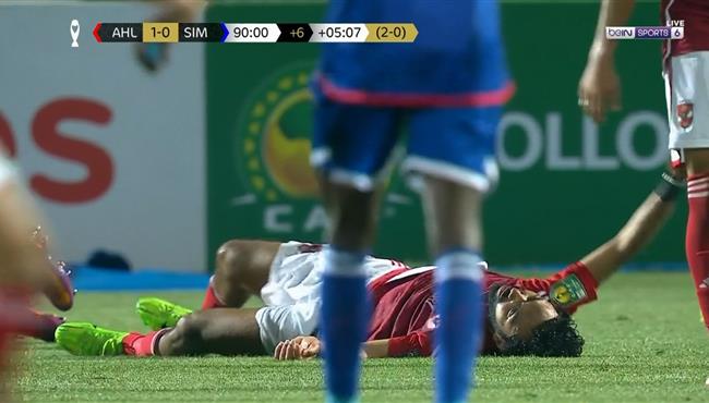 اصابة حسين الشحات وخروجه في مباراة الاهلي وسيمبا بدوري ابطال افريقيا