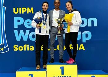 ثنائي مصري يتوجان بذهبية التتابع المخلتط بكأس العالم للخماسي