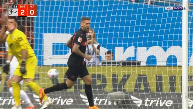 هدف رائع بالكعب في مباراة باير ليفركوزن واوجسبورج بالدوري الاماني