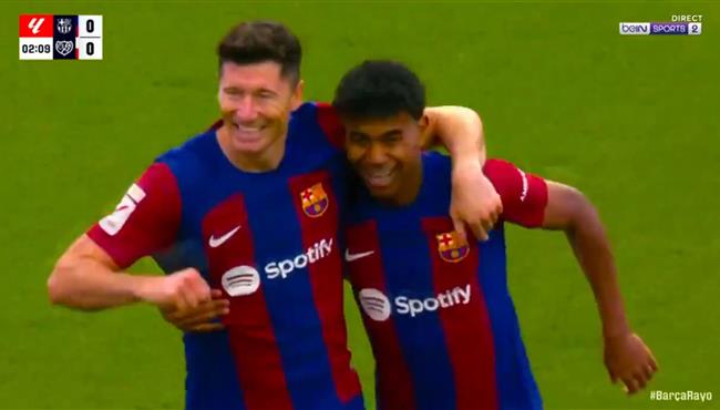 هدف ليفاندوفيسكي في مرمي رايو فاليكانو بالدوري الاسباني