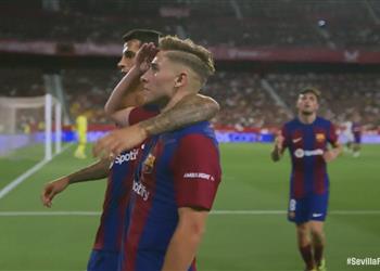 فيديو فيرمين لوبيز ي سجل هدف برشلونة الثاني أمام إشبيلية