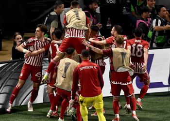 فيديو بهدف قاتل لـ أيوب الكعبي أولمبياكوس بطلا لدوري المؤتمر الأوروبي أمام فيورنتينا