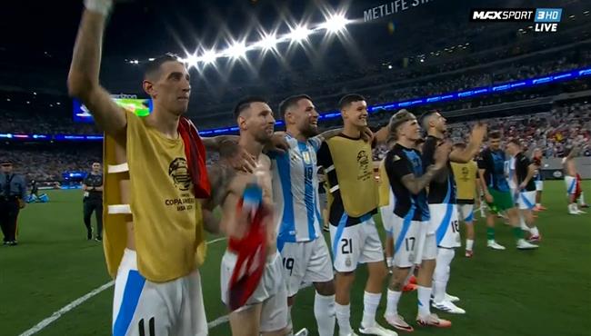 فرحه ميسي واحتفال لاعبي الارجنتين بعد الصعود لنهائي كوبا امريكا