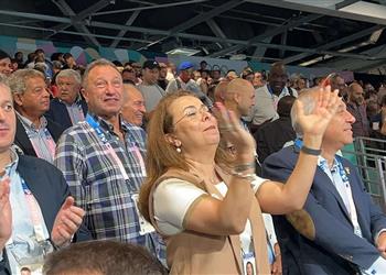 صور الخطيب يؤازر منتخب مصر لكرة اليد أمام المجر في أولمبياد باريس