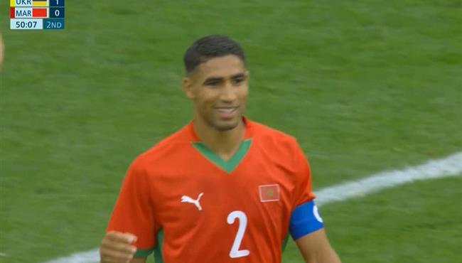 اشرف حكيمي يهدر فرصة هدف امام أوكرانيا بأولمبياد باريس