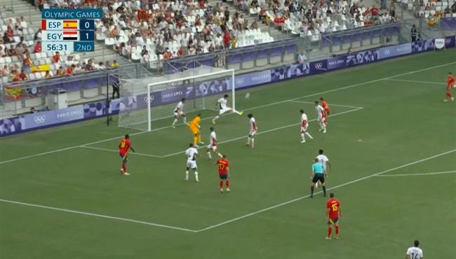 من علي خط المرمي عمر فايد ينقذ مصر من هدف محقق لـ اسبانيا في اولمبياد باريس