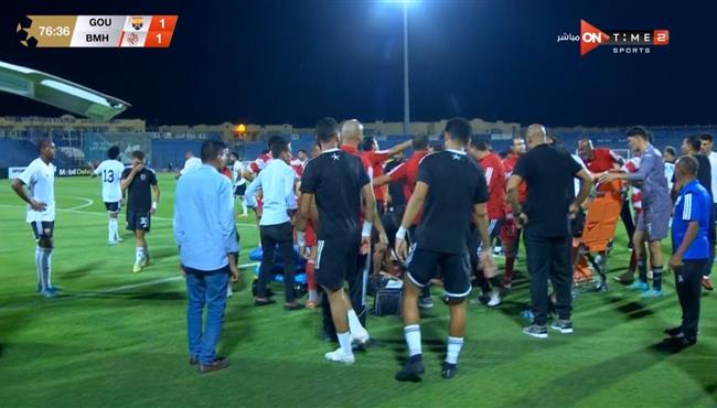 لحظة سقوط ماجد هاني المرعب لاعب بلدية المحلة في مباراة الجونة بالدوري المصري