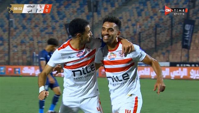 هدف الزمالك الثالث في مرمي انبي بالدوري المصري يوسف اوباما