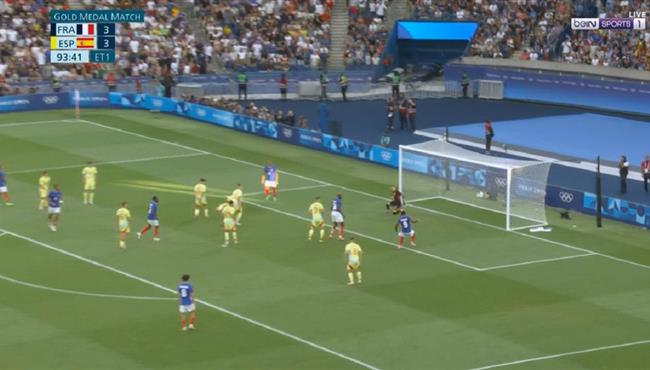 لاعب فرنسا يهدر فرصة هدف لا تصدق امام اسبانيا بنهائي اولمبياد باريس
