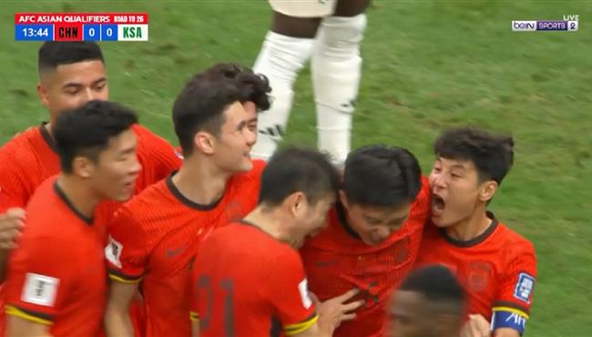 هدف الصين الاول في مرمي السعودية بتصفيات كأس العالم