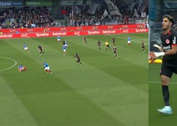 فيديو انطلاقة من منتصف الملعب عمر مرموش يسجل هدف م ذهل في الدوري الألماني