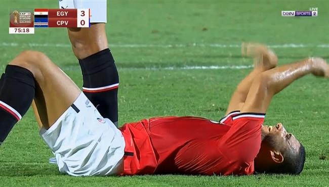 اصابة رامي ربيعة في مباراة مصر والرأس الاخضر