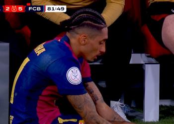 الإصابة الثانية رافينها يغادر مباراة برشلونة وريال مدريد
