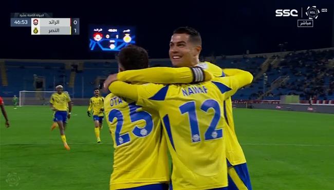 هدف النصر الثاني في مرمي الرائد اسيست رونالدو