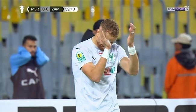 فخر الدين بن يوسف كاد ان يسجل هدف للمصري امام الزمالك في كأس الكونفيدرالية